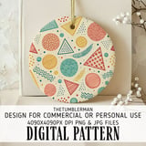 Digital Geometric Pattern, Digital Bundle, Circle Triangle Print, Trendy Art, Abstract Shapes, Digital Paper, Seamless Pattern, Retro Design thumbnail 3