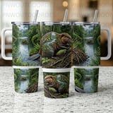 40oz Beaver Tumbler Wrap Sublimation PNG, Forest Wildlife PNG Digital Download, Seamless Tapered Distressed Animal Nature, Free Car Coaster thumbnail 4