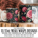 Pink Camellia Flower Tumbler Design, Digital Paper Pack, Watercolor Floral Backgrounds, Junk Journal, Scrapbooking, Printable PNG Digital thumbnail 4