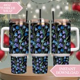 Bluebell Flowers Tumbler Design, Digital Paper Pack, Watercolor Floral Backgrounds, Printable PNG, Scrapbook Paper, Junk Journal thumbnail 8