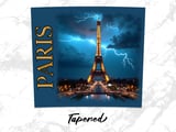Paris Eiffel Tower 20oz Tumbler Wrap, City of Lights, Lightning Storm Design, Full Wrap Seamless Tumbler Wrap Design, Tumbler Sublimation thumbnail 6