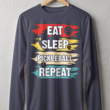 Pickleball Sport-Tek Long Sleeve Tee, Eat Sleep Pickleball Repeat, Performance Sun Shield Shirt thumbnail 5