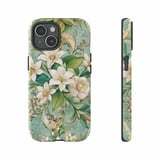 Floral iPhone Case: Elegant White Flowers, Green Leaves, Seamless Pattern thumbnail 5
