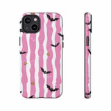 Distressed Pink Stripe Bat Phone Case | Spooky Cute Goth Kawaii Bat Pattern Tote Bag | Y2K Aesthetic Gift thumbnail 18