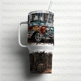 40oz Tumbler Sublimation Seamless Distressed Tapered Wrap | Classic Vintage Car Garage Design | Retro Hot Rod Mechanic Dad Gift Digital File thumbnail 11