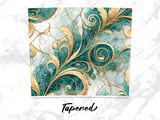 20 oz Tumbler Wrap, Teal Marble, Gold Filigree, Skinny Tumbler Design, Sublimation, Straight Tapered Wrap png, Digital Download thumbnail 4