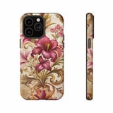 Floral iPhone Case: Vintage Style, Baroque Design, Burgundy Flowers, Ornate thumbnail 4