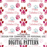 Digital Valentine Pattern, Valentine Paw Print Pattern, Valentine Dog Paw Print Pattern, Valentines Day Digital Bundle Pattern thumbnail 1