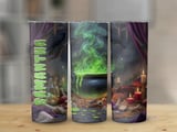 Personalized Halloween Tumbler, Witch Cauldron, Raven Tumbler, Spooky Tumbler, Custom Name Tumbler, Halloween Gift, Halloween Decoration thumbnail 1