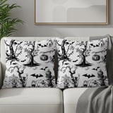Gothic Toile Woven Blanket, Vintage Halloween Throw Pillow Spooky Skeleton Skull Decor, Dark Academia Cottagecore Tapestry Blanket thumbnail 17