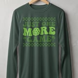 Pickleball Sport-Tek Long Sleeve Tee, Just One More Game, Sun Shield Shirt for Pickleball Court Play thumbnail 7