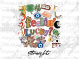 Feelin' Lucky Tumbler PNG, Good Luck Sublimation Design for 20oz Skinny Tumbler, Lucky Charm Collage Wrap Digital thumbnail 8