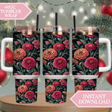 Zinnia Flowers Tumbler Design, Watercolor Floral Digital Paper, Colorful Flower Backgrounds for Junk Journal, Scrapbooking Paper, Tumbler thumbnail 8