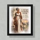 Black Woman Empowerment Wall Art Poster, Framed Poster with Inspirational Quote Starting from Experience Print, Healing Aesthetic Decor thumbnail 2