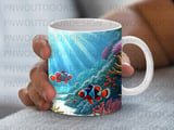 Vibrant Ocean Clownfish Mug Sublimation Wrap Digital Download, Under the Sea Coral Reef 11oz 15oz Design thumbnail 5