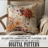 Fall Floral Tumbler Design, Digital Download, Autumn Flowers PNG, Watercolor Flower Backgrounds, Scrapbooking Paper, Junk Journal Pages thumbnail 5