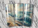 Ocean Waves Seamless Tumbler Wrap, Beach Scene PNG, 20oz Skinny Tumbler Design, Coastal Tumbler, Digital Download, Beach Lover Gift thumbnail 2
