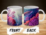 Vibrant Deep Sea Squid Mug Sublimation Wrap Digital Download - Fantasy Ocean Creature Coral Reef Art for 11oz & 15oz Cup Designs thumbnail 4