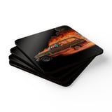 Grand Wagoneer on Fire Corkwood Coaster Set, Cool Car Coasters, Funny Coasters, Skull Decor, Waggy Car Gift, Car Lover Gift for Her thumbnail 2