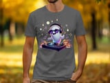 DJ Ghost T-Shirt, Halloween Party Tee, Spooky Season Music, Cute Ghost with Headphones, Turntable, Halloween Pumpkins T Shirt thumbnail 3