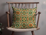Moroccan Pillow Cover, Geometric Boho Accent Pillow Case, Ornate Faux Gold Print Cushion, Mediterranean Tile Home Decor Gift thumbnail 4