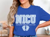 NICU Nurse T-Shirt: Neonatal Intensive Care, Blue Gingham Design, Baby Feet thumbnail 7