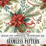 Christmas Floral Tumbler Design, Digital Paper, Watercolor Flower Backgrounds, Poinsettia PNG, Scrapbooking Paper, Digital Download thumbnail 1