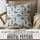 Digital Pattern, Fish, Crab, Driftwood, Sea Glass, Digital Paper, Repeat Pattern, Seamless Pattern, Fabric Design, Digital Bundle thumbnail 5