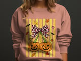 Cute Halloween Pumpkin Sweatshirt, Leopard Bow Spooky Season Hoodie, Fall Faux Glitter Pumpkins T-Shirt for Women thumbnail 5