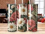Floral Leopard 20oz Tumbler Wrap, Seamless Flower Design, Printable PNG File, Digital Download, Tumbler Design, Tumbler Sublimation thumbnail 1