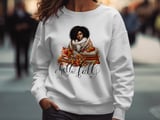 Fall Sweatshirt Hoodie: Black Woman, Books, Autumn Leaves Design, Cozy thumbnail 3
