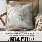 Digital Floral Pattern, Digital Bundle, Watercolor Flowers, Tulip, Daisy, Forget Me Not, Spring Flowers, Seamless Pattern, Commercial Use thumbnail 5