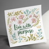 Live With Purpose Canvas Wrap, Floral Motivational Wall Art, Botanical Home Decor, Inspirational Quote, Butterfly Art thumbnail 7