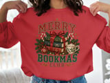 Merry Bookmas Club Christmas Graphic, Cozy Bookish Holiday Art, Book Lover Christmas Gift, Reader Winter Design, Retro Book Club Merch thumbnail 3
