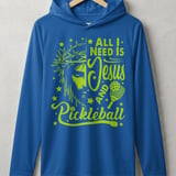 Pickleball Sport-Tek Performance Hood, All I Need Is Jesus And Pickleball, Lightweight Hoodie thumbnail 3