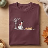 Snowman Walking Stubborn Dog Tee thumbnail 6