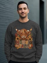Howdy Fall Highland Cow Tee or Sweatshirt, Faux Patchwork Design thumbnail 11