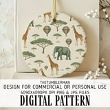 Elephant Giraffe Digital Pattern, Safari Animal Hot Air Balloon, Digital Bundle Pattern, Commercial Use, Nursery Decor, Fabric Design thumbnail 3