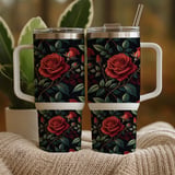 Red Rose Tumbler Design, Floral Digital Papers, Watercolor Flower Backgrounds, Junk Journal Pages, Printable png, Digital Scrapbooking Paper thumbnail 9