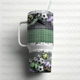 Soccer Balls and Cleats 40oz Tumbler Sublimation PNG, Distressed Seamless Tapered Wrap, Add Name, Digital Download, Free Car Coasters thumbnail 6