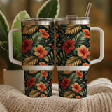 Tropical Floral Tumbler Design, Digital Paper Pack, Hibiscus Flower Backgrounds, Colorful Flowers, Printable Png for Sublimation thumbnail 9