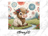 Cute Cow 20oz Tumbler Wrap, Highland Cow, Patriotic Tumbler, Seamless Tumbler Design, Animal Tumbler, Cow Tumbler, Floral Tumbler thumbnail 4