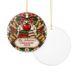 Personalized Teacher Christmas Ornament, Stained Glass Style Teacher Appreciation Gift, Custom Classroom Holiday Tree Decor Keepsake thumbnail 5
