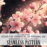 Cherry Blossom Tumbler Design, Floral Tumbler Png, Watercolor Flowers Digital Paper, Junk Journal Pages, Pink Floral Background, Digital thumbnail 1