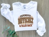 Expensive Difficult Talks Back PNG, Leopard Print Funny Quote Design, Distressed Varsity Digital Download thumbnail 4