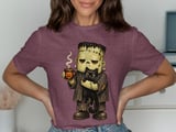 Spooky Monster Coffee Cat Tee thumbnail 1
