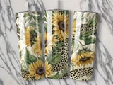 Sunflower Leopard 20oz Tumbler Wrap PNG, Floral Animal Print Tumbler Design, Digital Download Tumbler Design, Sublimation Tumbler Design thumbnail 2