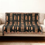 Gold Black Mud Cloth Velveteen Blanket, African Tribal Woven Blanket, Boho Abstract Art Throw Pillows, Ethnic Home Decor Gift thumbnail 10