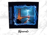 San Francisco 20oz Tumbler Wrap, Golden Gate Bridge, Lightning Storm Design, Full Wrap Seamless Tumbler, Unique Gift, San Francisco Souvenir thumbnail 5