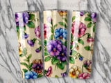20oz Tumbler Sublimation Seamless Pansy PNG, Tapered Floral Tumbler Wrap Digital File, Free Car Coaster Design thumbnail 7